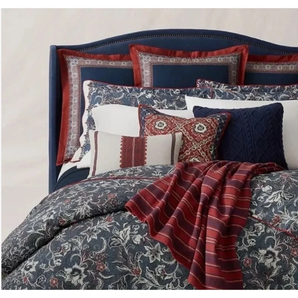 New Ralph Lauren Duvet Cover Full Queen Blue Mirabelle Floral Paisley 96